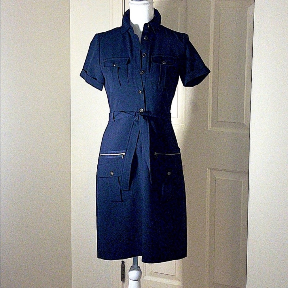 Zac & Rachel Navy Blue Shirt Dress Size 4